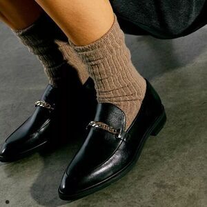 Free People Vagabond Frances Black Leather Chain Detail Loafer EU 38 US 7.5